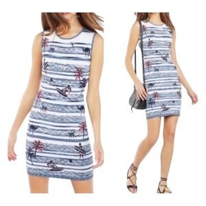 BCBG Max Azria Dress Novelty print S Tall beach surfer knit Bodycon‎